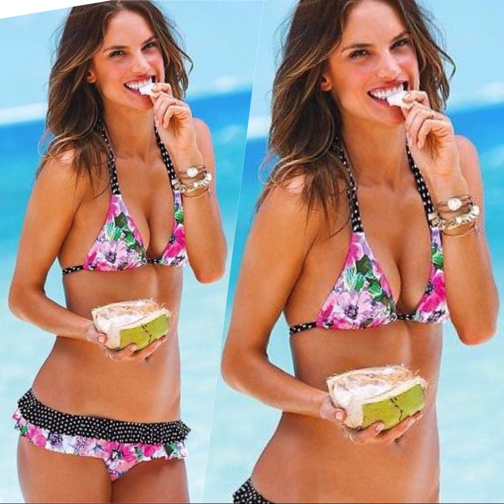 Victoria’s Secret Floral Polka Dot Bikini Top M - Picture 1 of 8